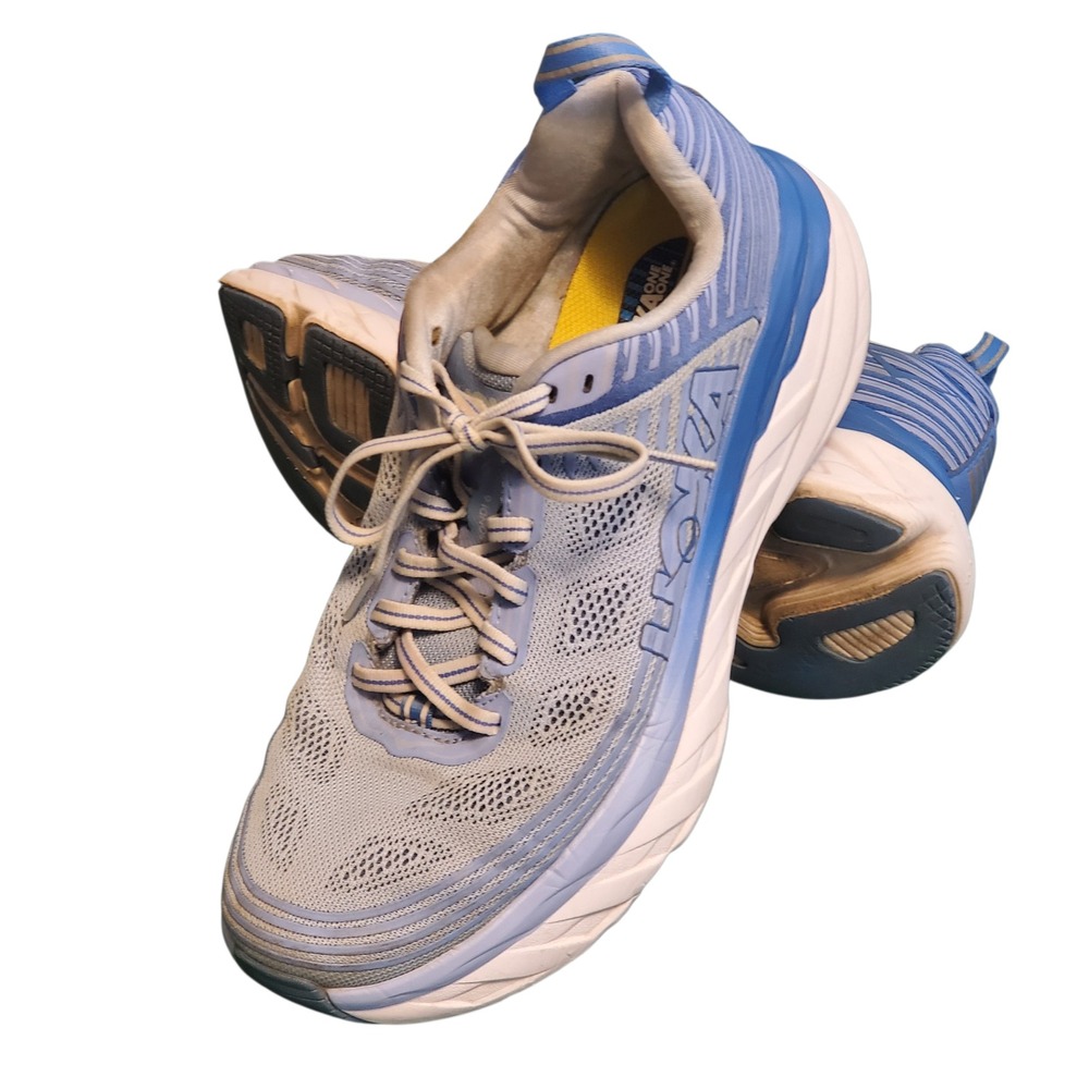 Hoka One One Women's Light Blue and White Running Shoes